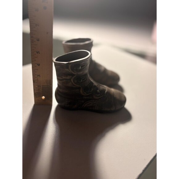 Pair of Leather-Toned Finish Child Boots- Brass - Picture 3 of 4